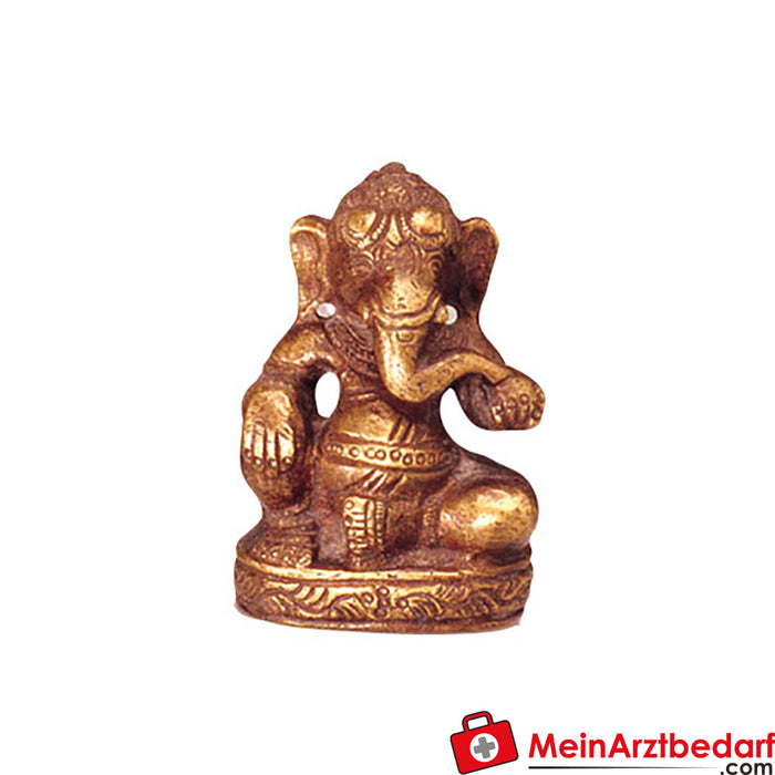 Berk Ganesha zittend, messing 6,5 cm hoog