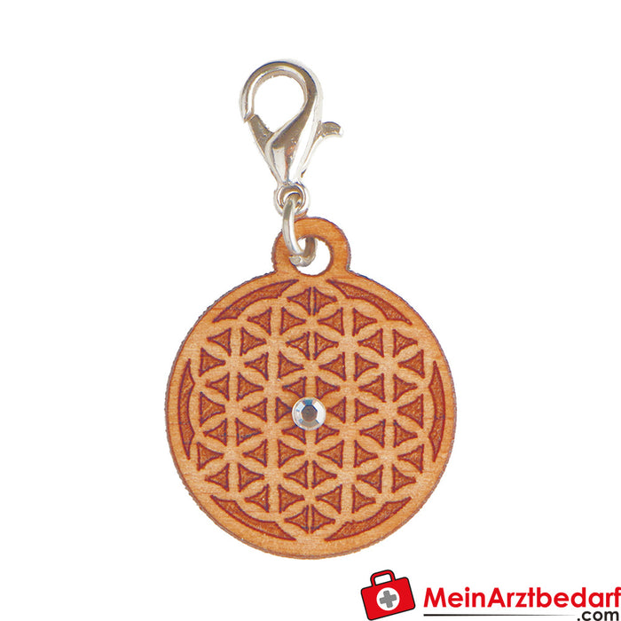 Berk Flower of Life - ciondolo in legno con cristallo