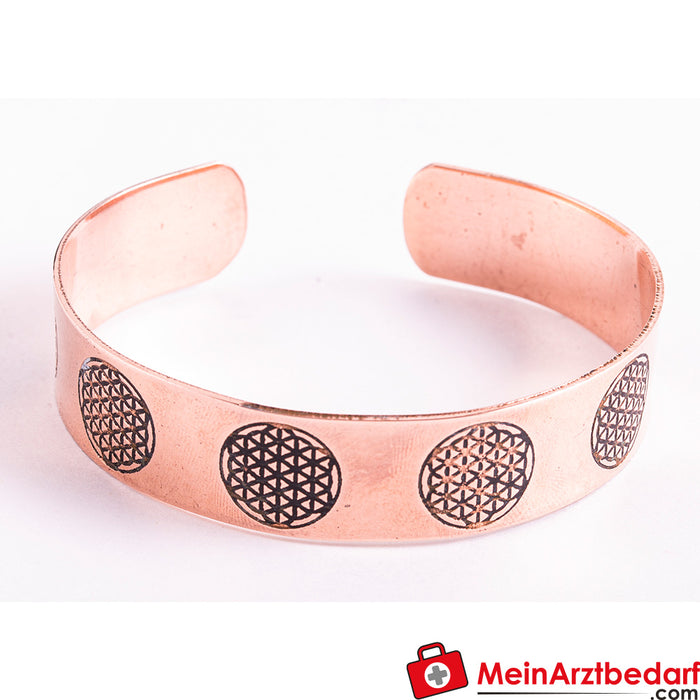 Berk koperen armband met levensbloem