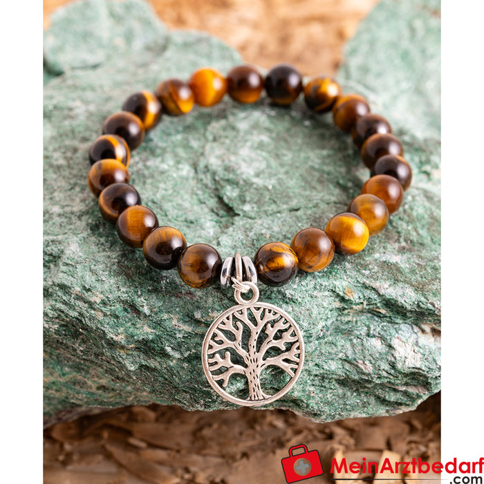 Berk tijgeroog armband met Yggdrasil bedel