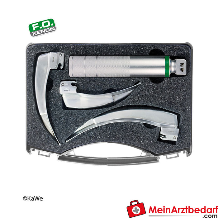 KaWe F.O. Laryngoscoop SET, volwassenen, 1 handvat, 3 bladen