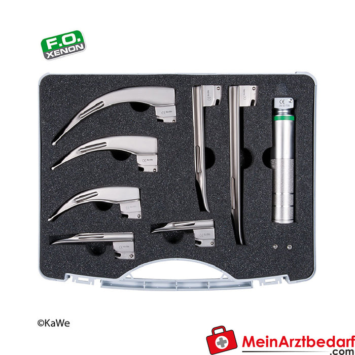 KaWe F.O. Laryngoscoop SET, volwassenen/ kinderen, 1 handvat, 7 bladen