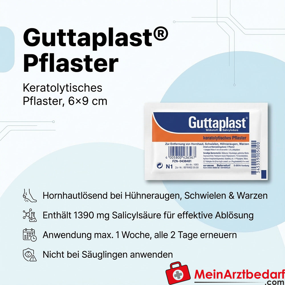 Guttaplast pansement 6 x 9 cm acide salicylique 1390 mg 1 pièce