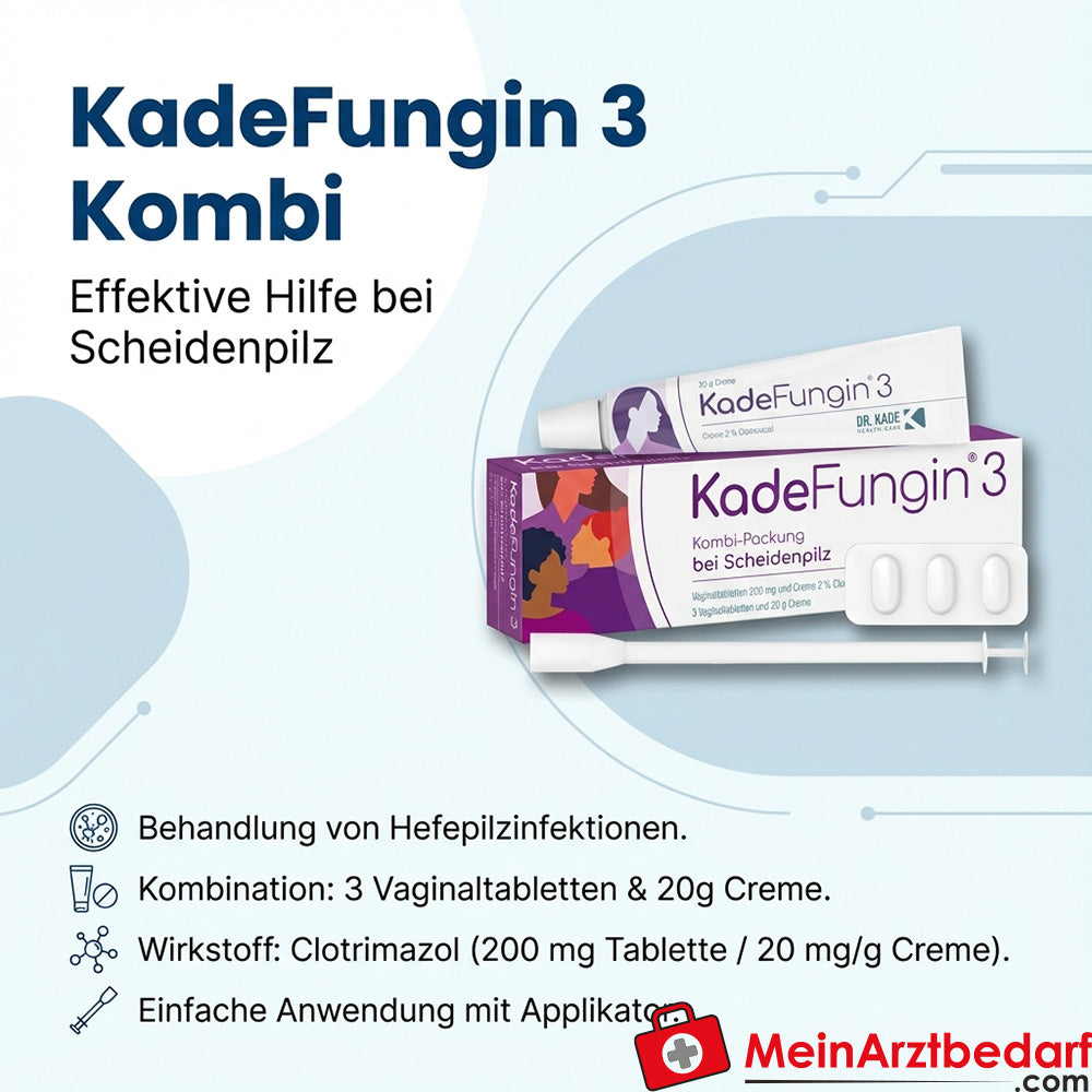 KadeFungin 3 Clotrimazol 200 mg Vaginaltabletten und 20 mg/g Creme  Kombipackung | MeinArztbedarf.com