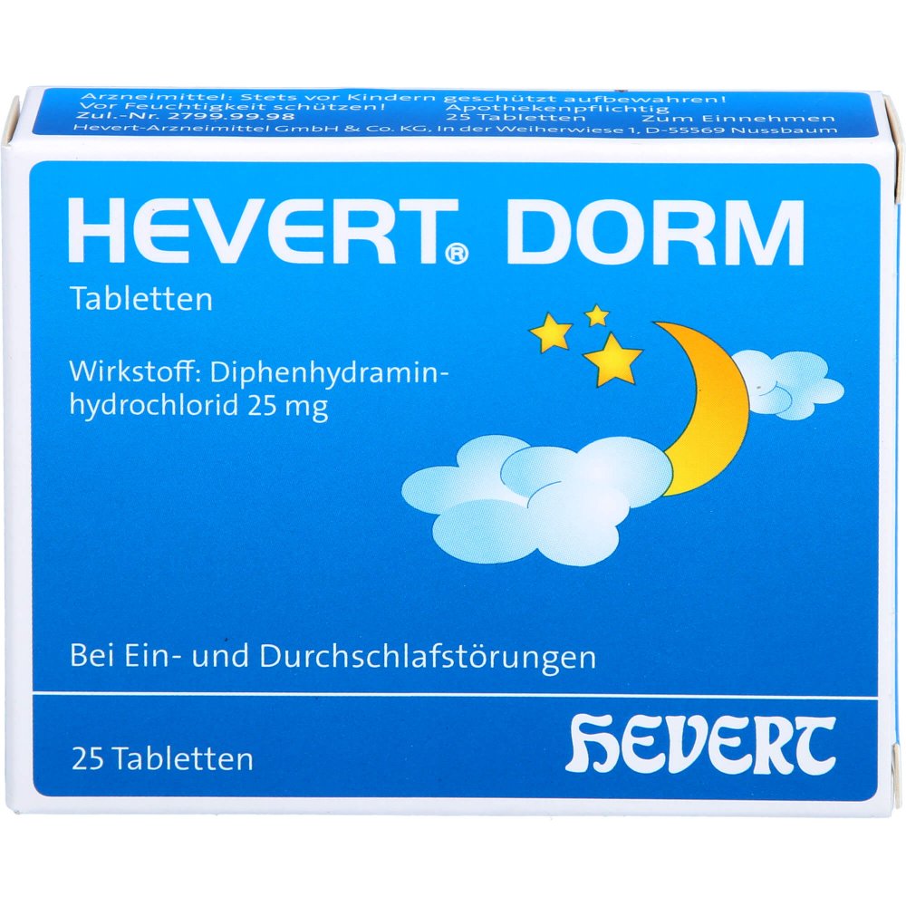 Hevert Dorm 25 mg Diphenhydramin Tabletten 20 Stück, 25 St.