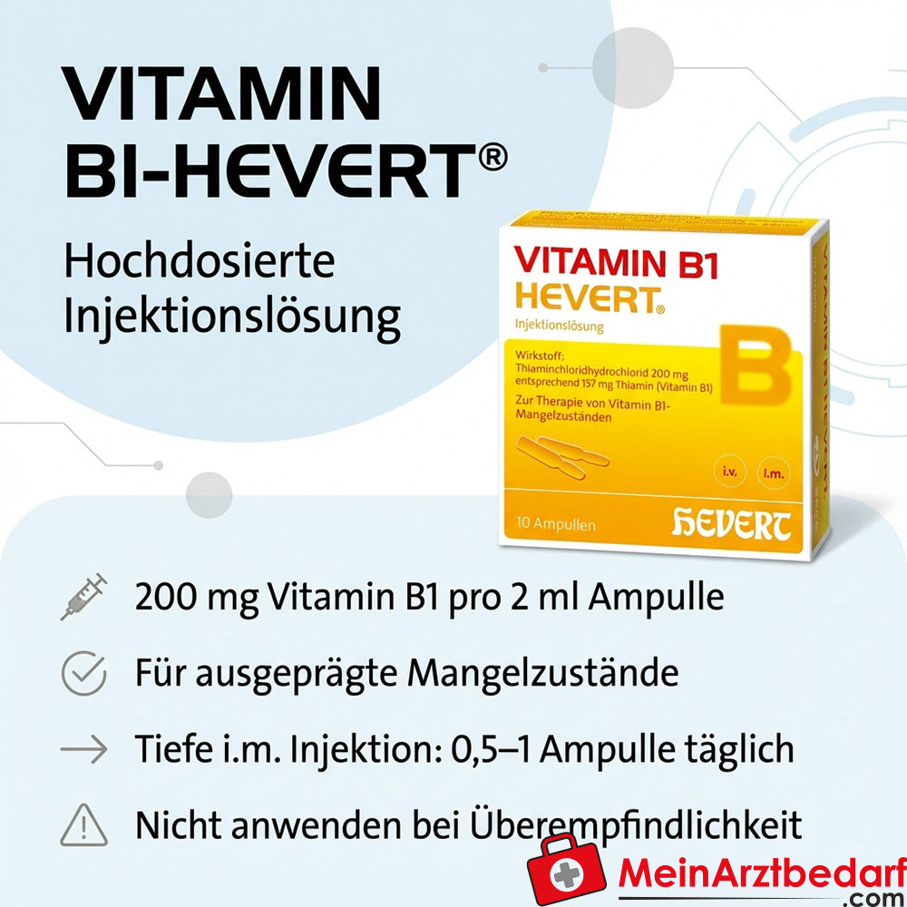 HEVERT Vitamine B1 (thiamine) oplossing voor injectie 200 mg ampul 2 ml