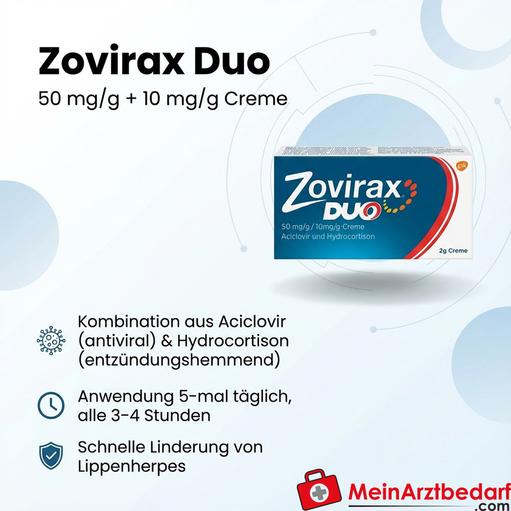 Zovirax Duo Crème 50 mg/g Aciclovir + 10 mg/g Hydrocortisone 2 g
