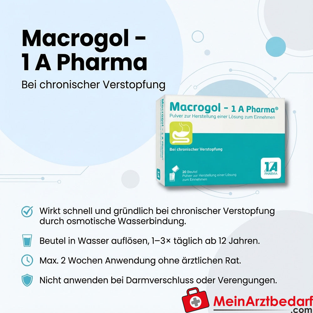 Macrogol-1A Pharma Macrogol polvo para uso oral sobre