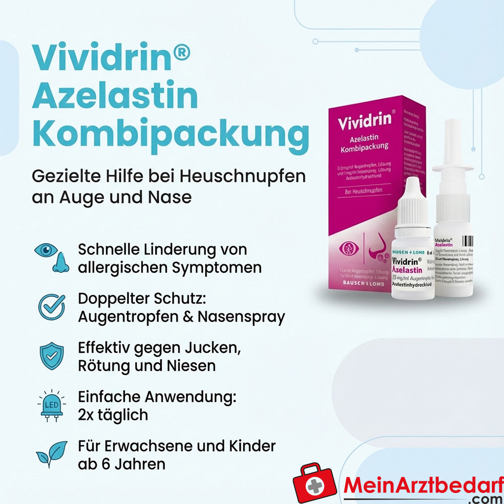 Vividrin Azelastine 0,5 mg/ml colirio y 1 mg/ml spray nasal envase combinado