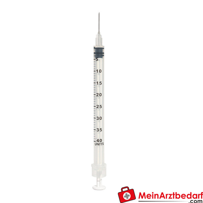 Teqler insulin syringes U-40 with cannula, 100 pcs.