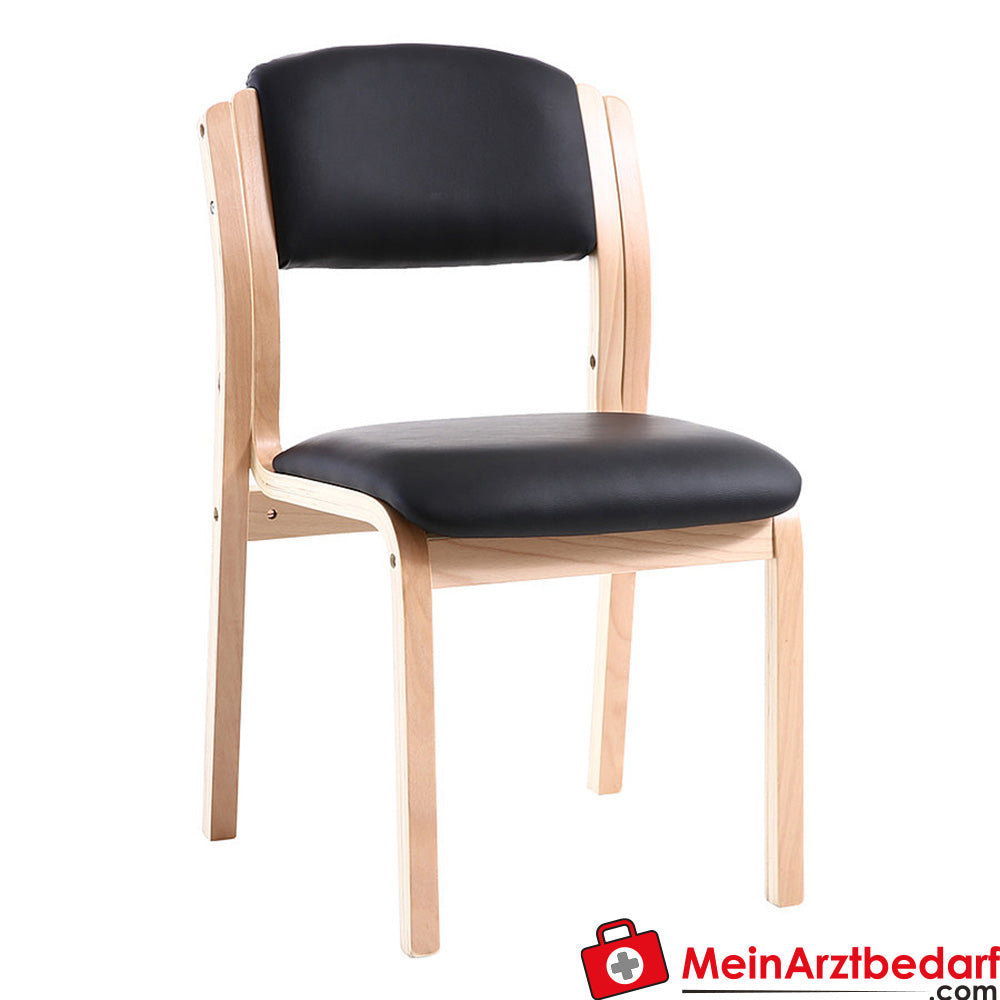 Krzesło do poczekalni Teqler bez podłokietników, imitacja skóry, drewniana rama, tapicerowane, 82×48×43 cm