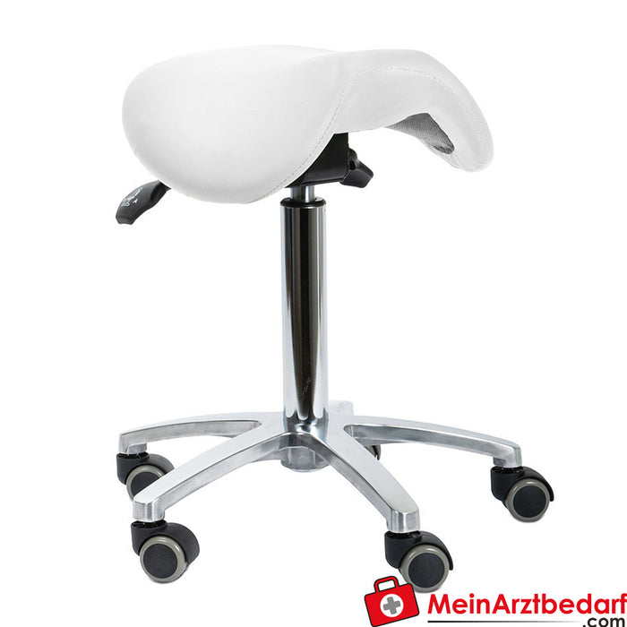 Teqler swivel stool with tiltable saddle seat