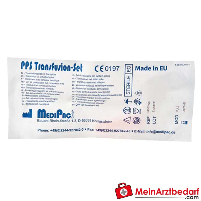 Conjunto de transfusão Servoprax PPS com Luer lock, 10 peças.