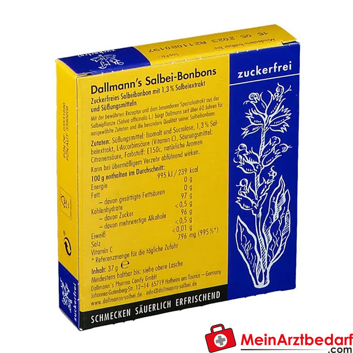 DALLMANNS® Pastillas de salvia sin azúcar, 20 unid.