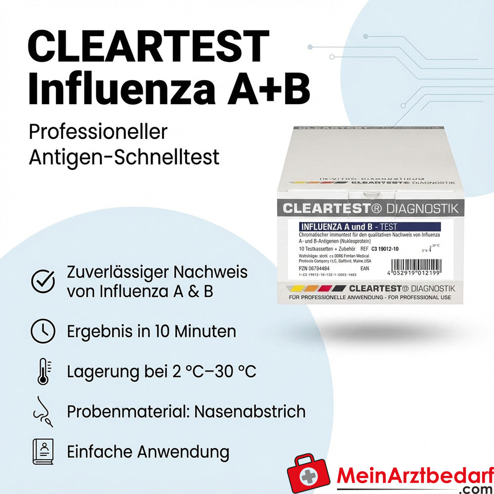 Cleartest® Influenza A+B antigen rapid test hisopo nasal 5 tests