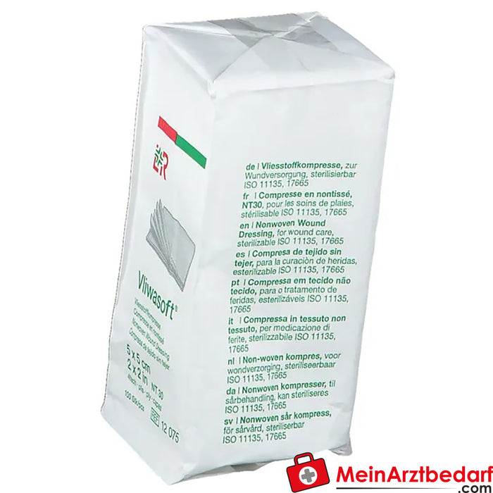 Vliwasoft® non-woven compress 5 cm x 5 cm 4-ply non-sterile, 100 pcs.