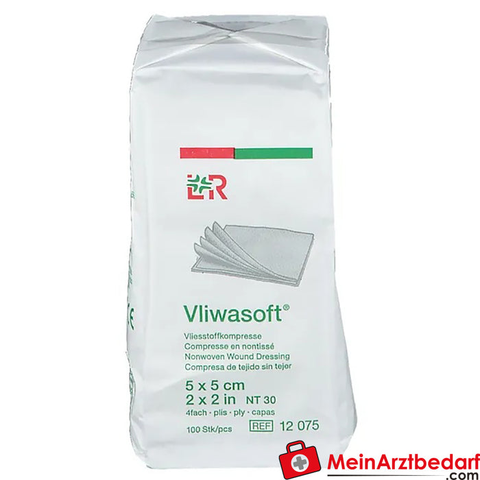 Vliwasoft® Compresse non tissée 5 cm x 5 cm 4 plis non stérile, 100 pces