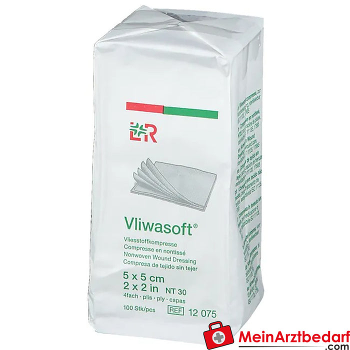Vliwasoft® non-woven compress 5 cm x 5 cm 4-ply non-sterile