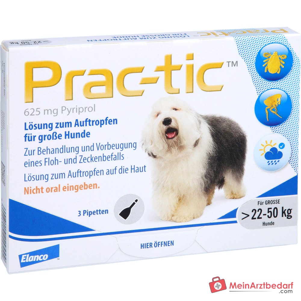 Pyriprol 625 mg pipetas spot-on para perros 22-50 kg 3 unidades