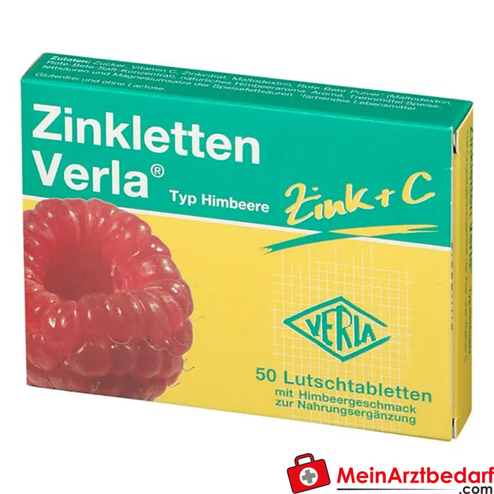 Çinko tabletler Verla® Ahududu pastilleri, 50 adet.