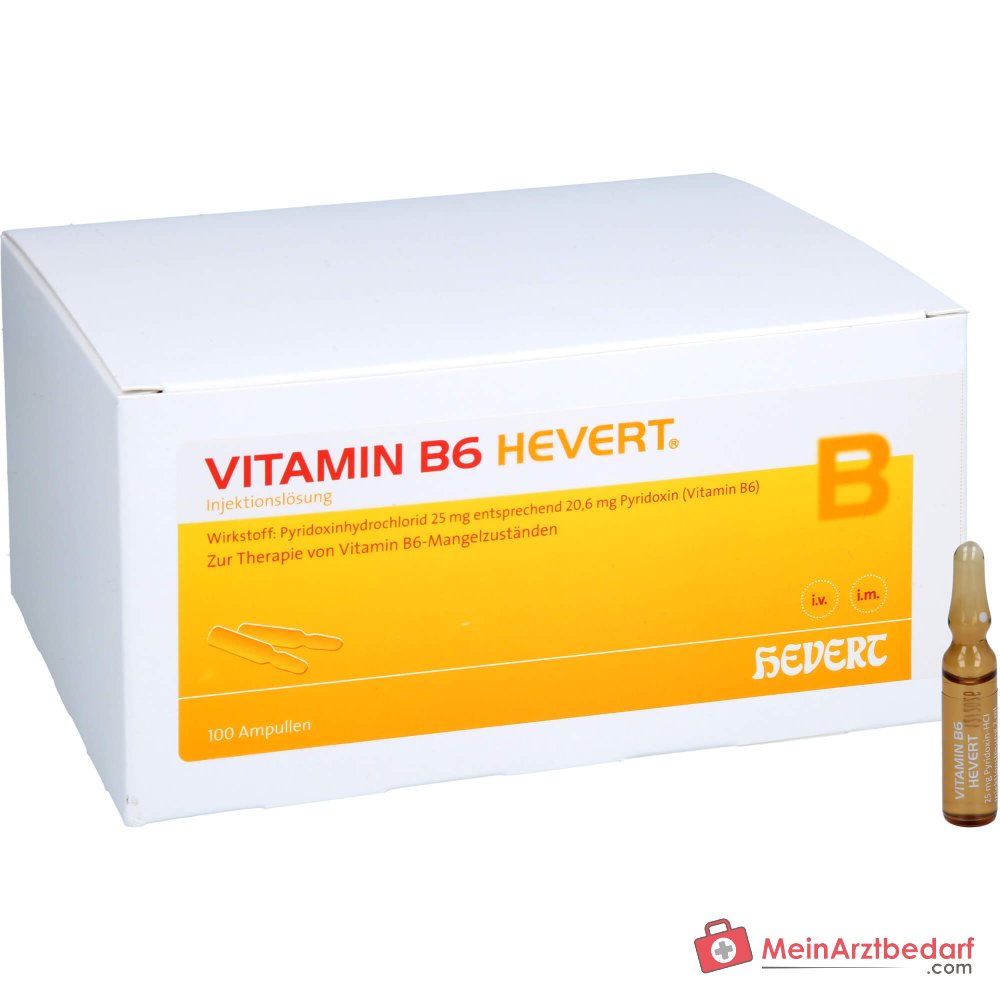 Hevert Vitamina B6 Piridossina soluzione iniettabile fiale, 100 pezzi