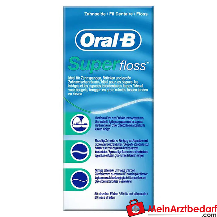 Oral-B® 牙线 Superfloss 薄荷味 50 股，1 个。