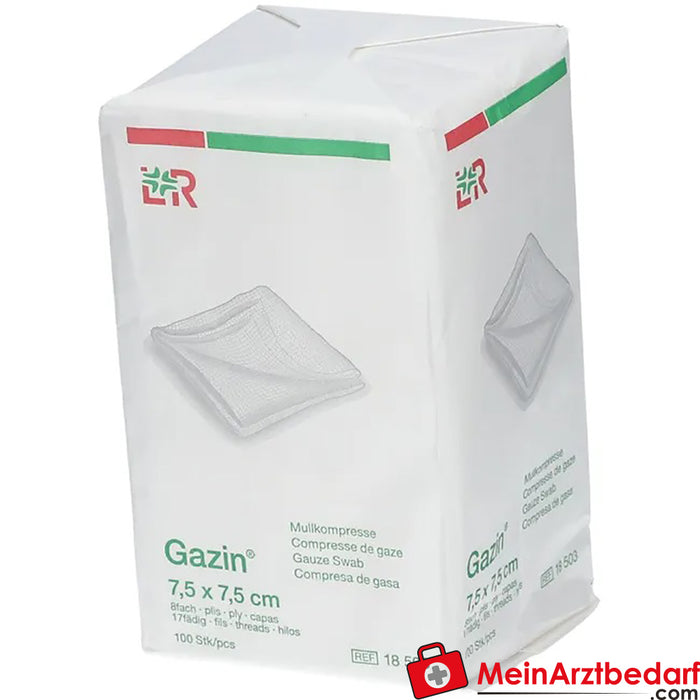 Gazin® gazlı bez kompres 7,5 cm x 7,5 cm steril olmayan 8 katlı, 100 adet.