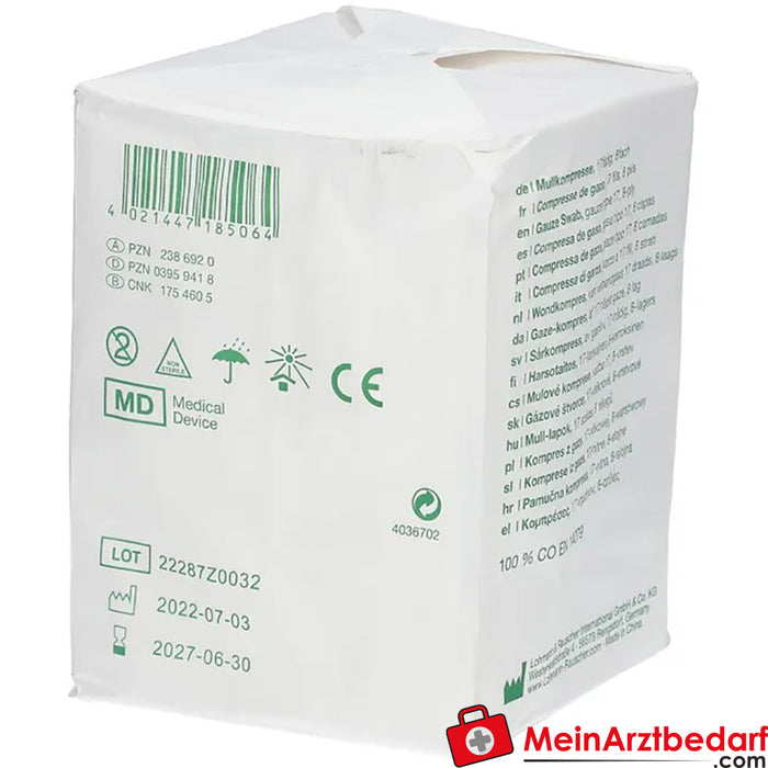 Gazin® compresa de gasa 10 cm x 10 cm no estéril de 8 capas, 100 uds.