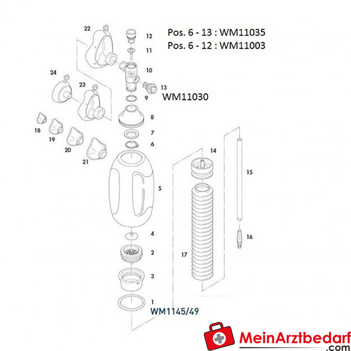 Weinmann Anel de suspensão Ø 42 mm para COMBIBAG | anel de cordão redondo antigo | Pos. 1