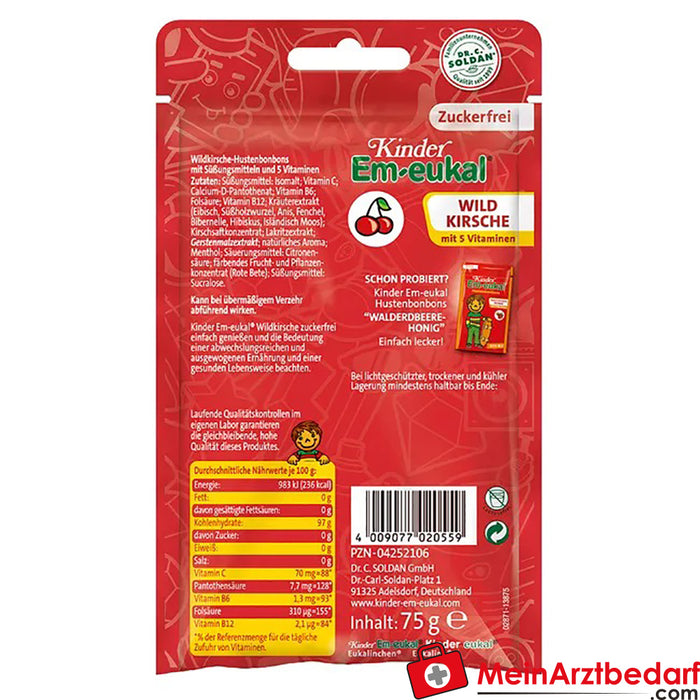 Em-eukal® Wild Cherry senza zucchero per bambini, 75g