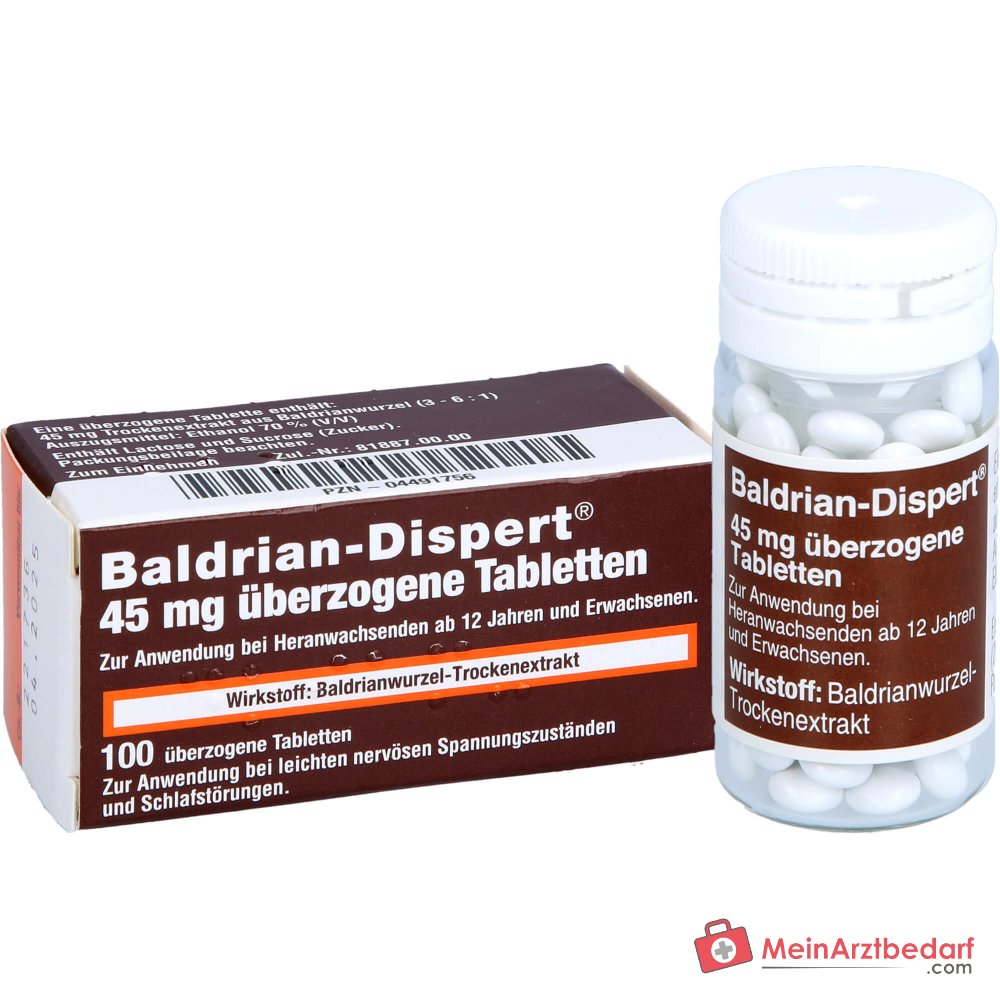 Baldrian Dispert 45 mg omhulde tabletten, 100 stuks.