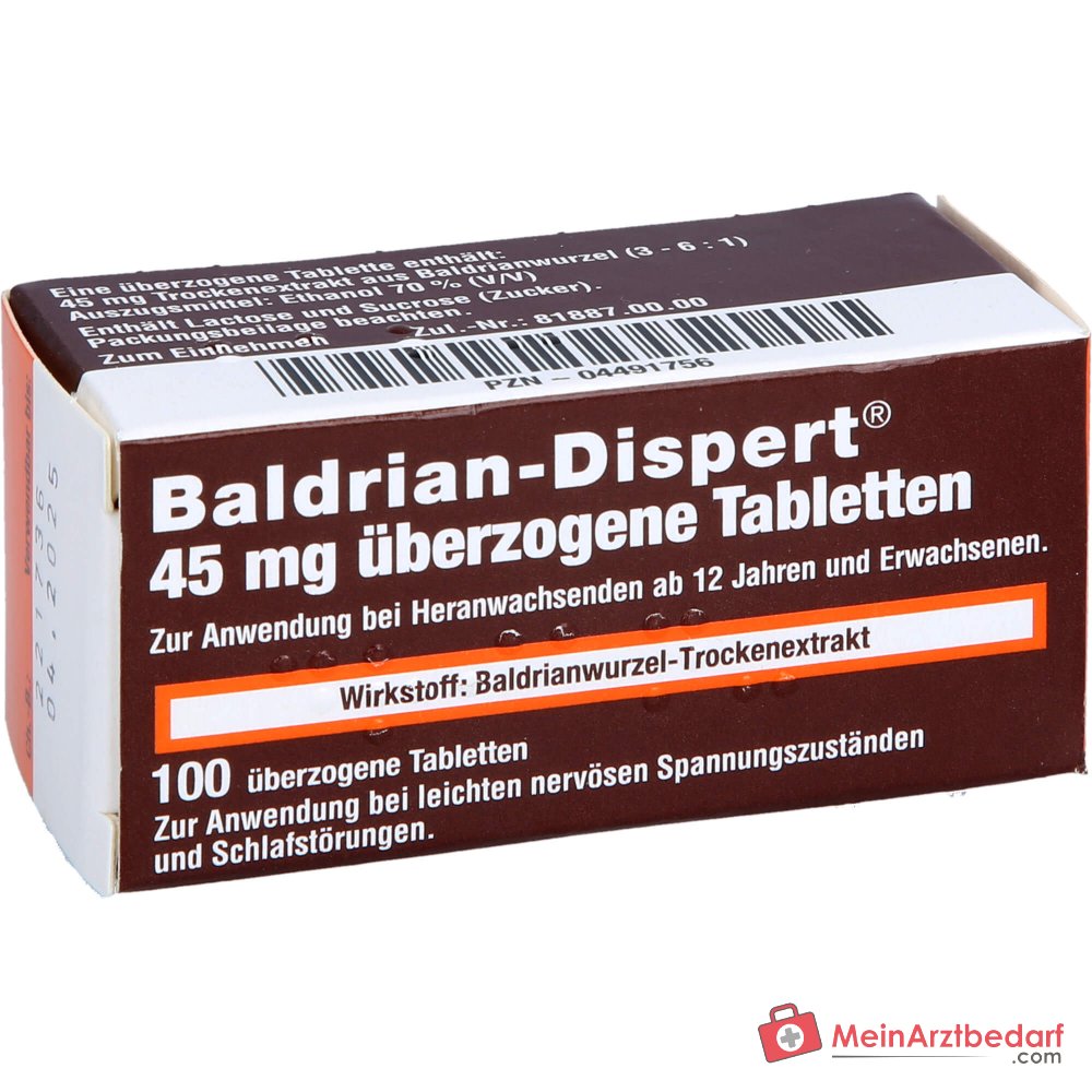 Baldrian Dispert 45 mg omhulde tabletten, 100 stuks.