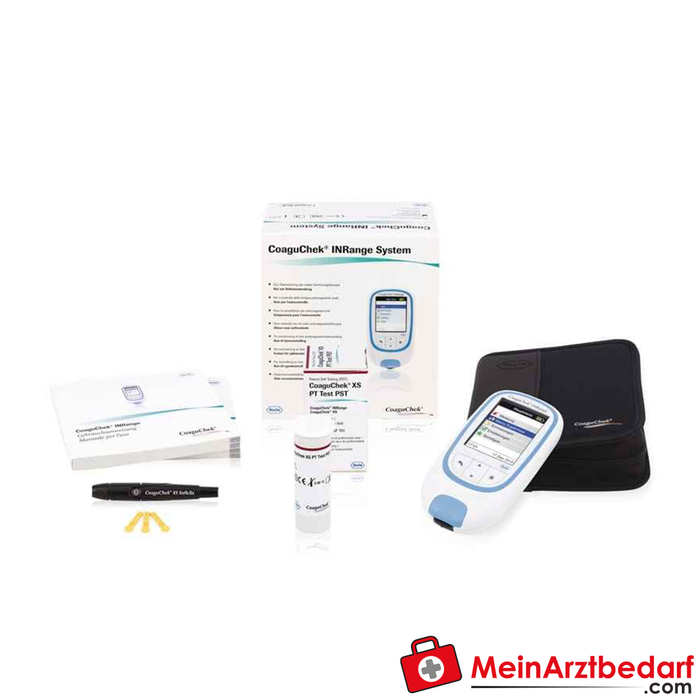 CoaguChek INRange blood coagulation analyser with system bag