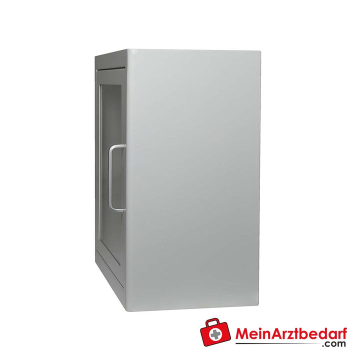 Wall cabinet for defibrillator with alarm, white for indoor use