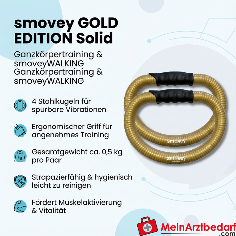 smovey GOLD EDITION Anneaux d'entraînement Solid Paire pour smoveyWALKING, 4 billes en acier, poids total environ 0,5 kg