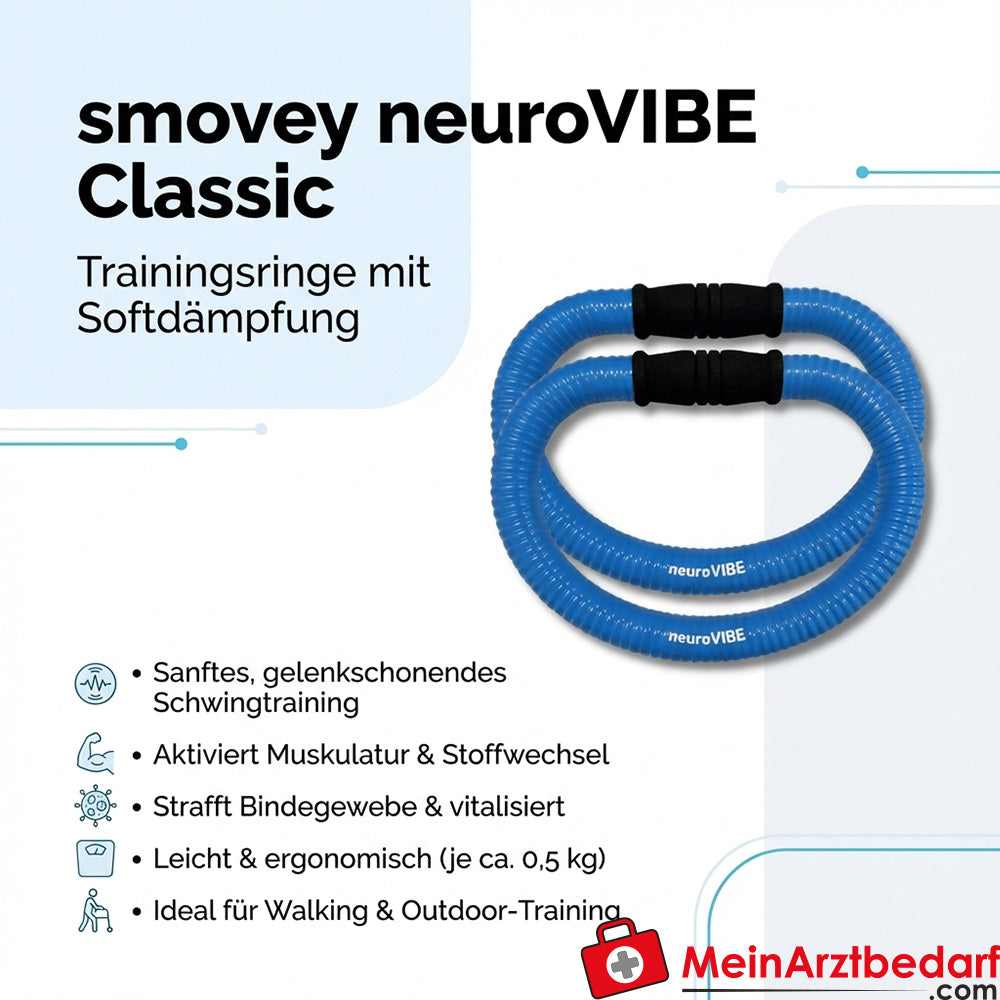 smovey neuroVIBE Classic training rings blue, soft cushioning, 0.5 kg/ring, pair