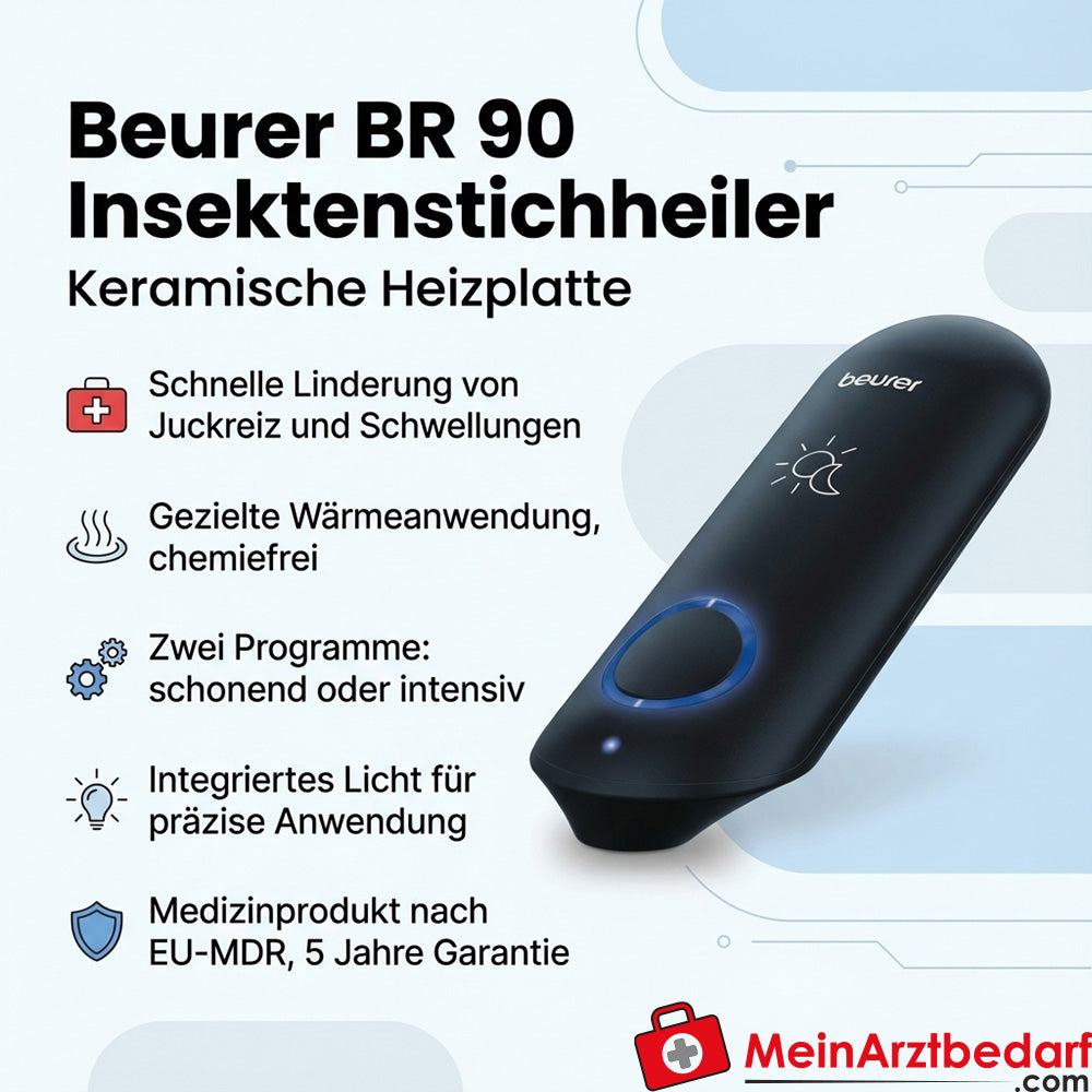 Beurer BR 90 insect bite healer - medical device with ceramic heating plate, 2 programmes, battery-operated