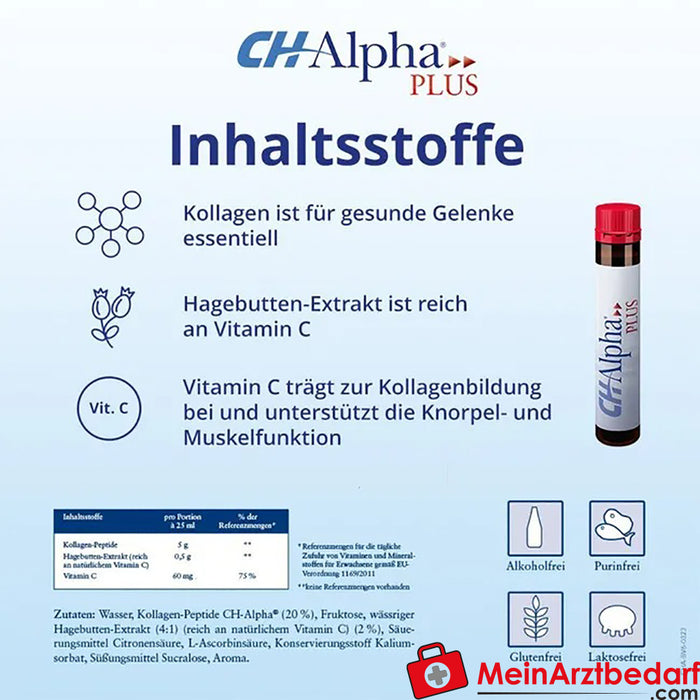 CH-Alpha PLUS fiale di collagene articolare per la salute delle articolazioni e delle cartilagini con estratto di rosa canina e vitamina C