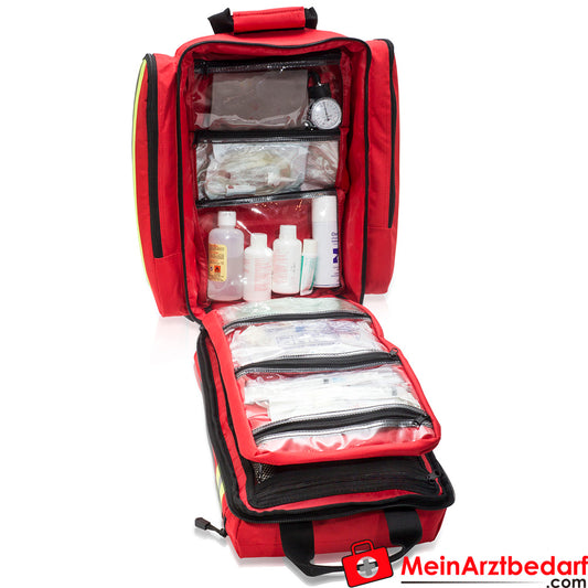 Elite Bags SUPPORTER Sac à dos d'urgence 29 L avec compartiment AED rembourré, hydrofuge, système de portage respirant, rouge