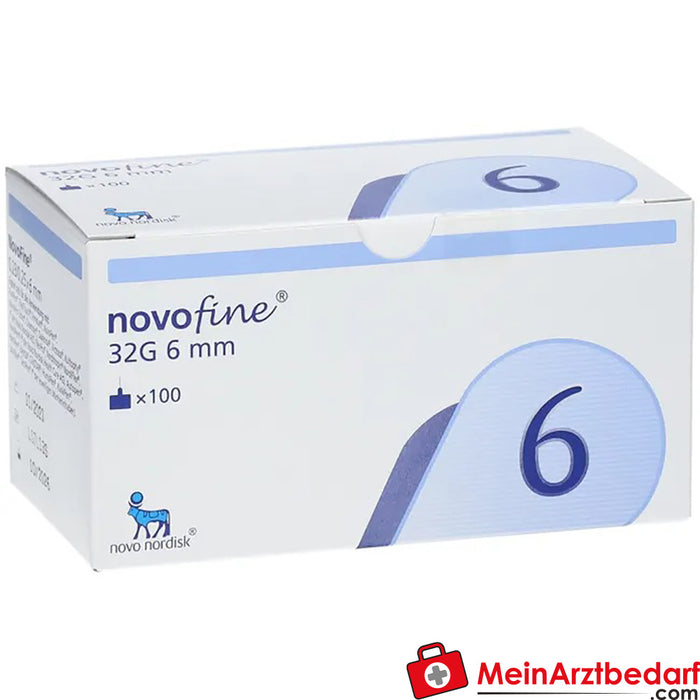 NovoFine® 6mm 32g TIP etw injectienaalden, 100 stuks.