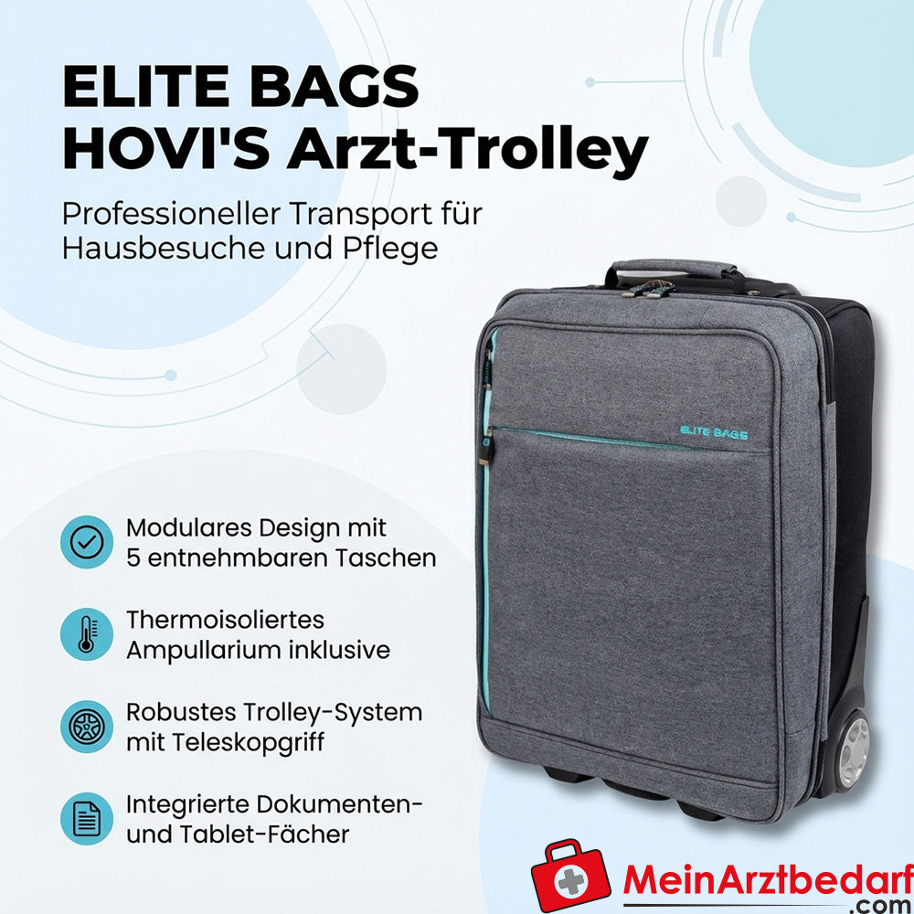 Elite Bags HOVI'S trolley medico grigio screziato 34×47×18 cm 28,5 L scomparto termoisolato per ampolle manico telescopico