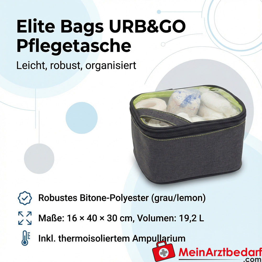 Elite Bags URB&GO Borsa per la cura del corpo grigio/limone 19,2 L 16×40×30 cm con sistema di trasporto a zaino stivabile