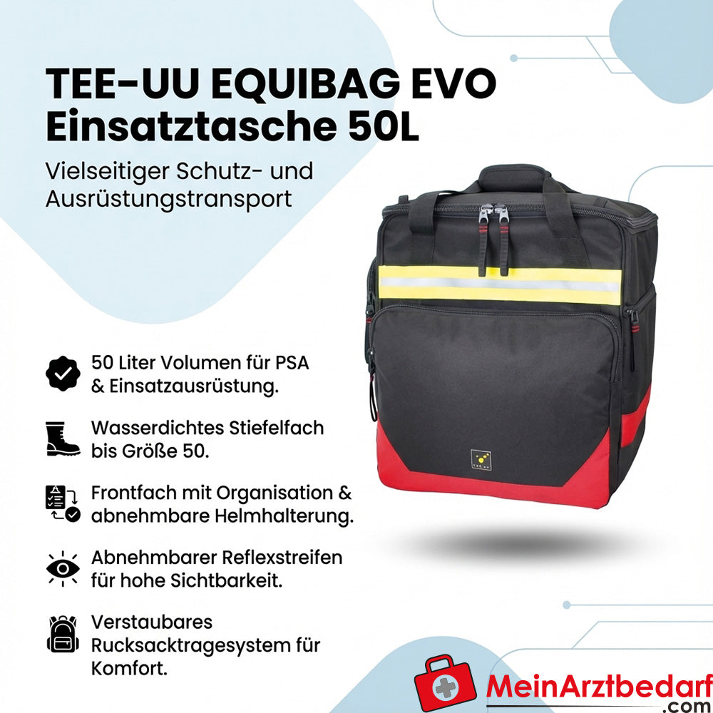 TEE-UU EQUIBAG EVO mochila 50 L con compartimento para botas y portacascos poliéster 600D negro/rojo