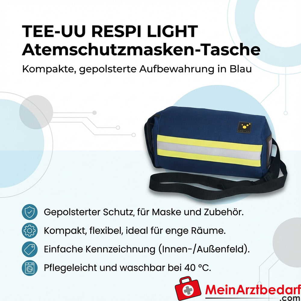 TEE-UU RESPI LIGHT breathing mask bag padded blue compact adjustable dual carrying strap