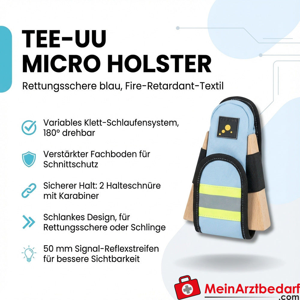 TEE-UU MICRO Holster Rettungsschere blau 370G TEC Fire Retardant 9×19×3 cm