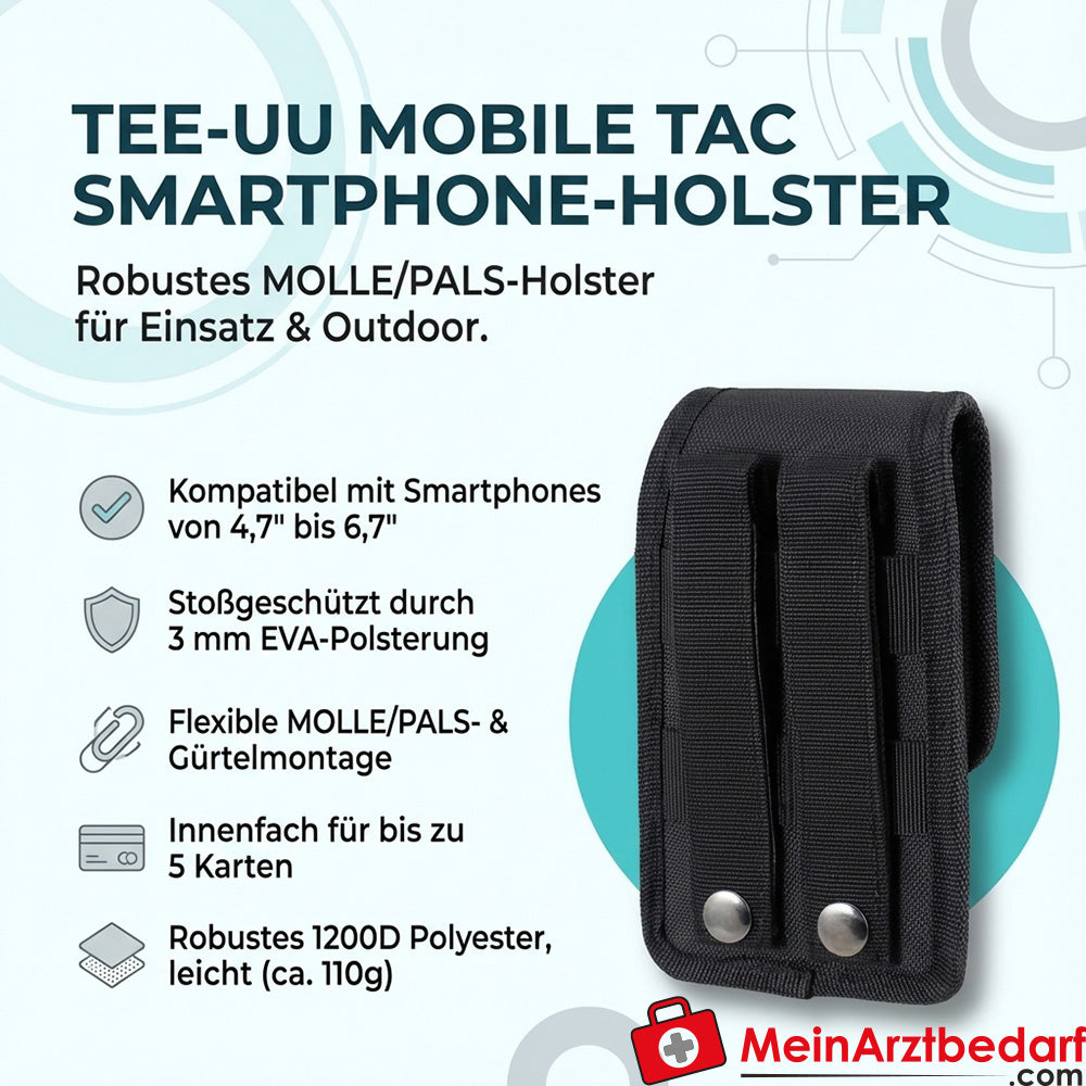 TEE-UU MOBILE TAC Smartphone-Holster MOLLE/PALS für 4,7–6,7 Zoll Smartphones schwarz 1200D Polyester