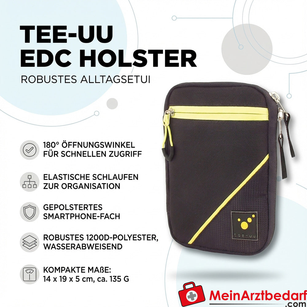 TEE-UU Fondina EDC nera in poliestere 1200D 14 x 19 x 5 cm Scomparto imbottito per smartphone