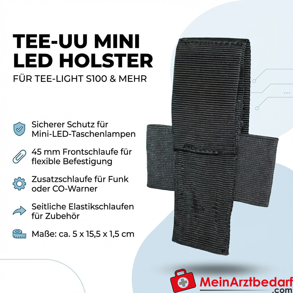 TEE-UU MINI LED torch holster for TEE-LIGHT S100, black polypropylene, 5 × 15.5 × 1.5 cm
