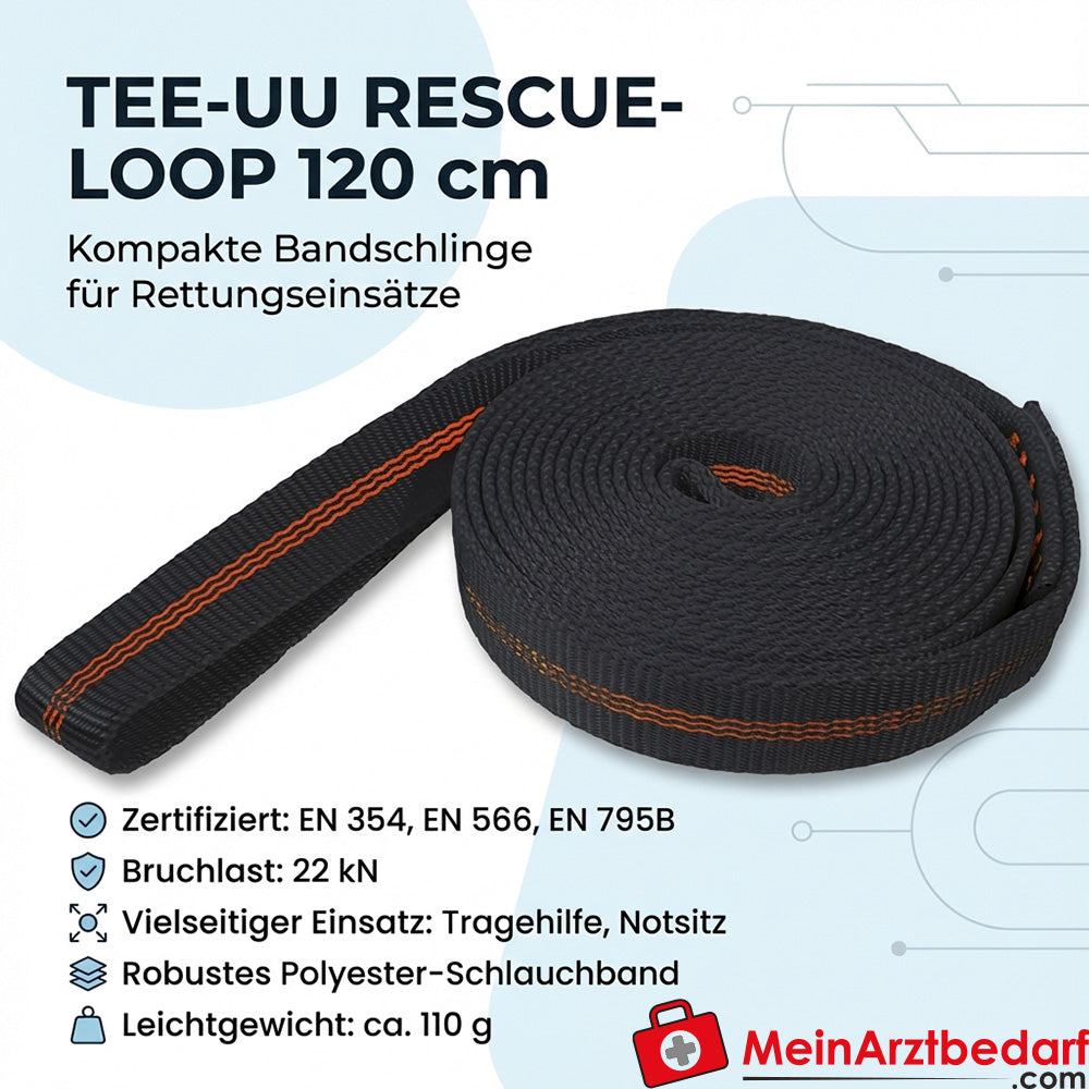 TEE-UU Rescue-Loop Bandschlinge 120x20 mm Polyester 22 kN schwarz
