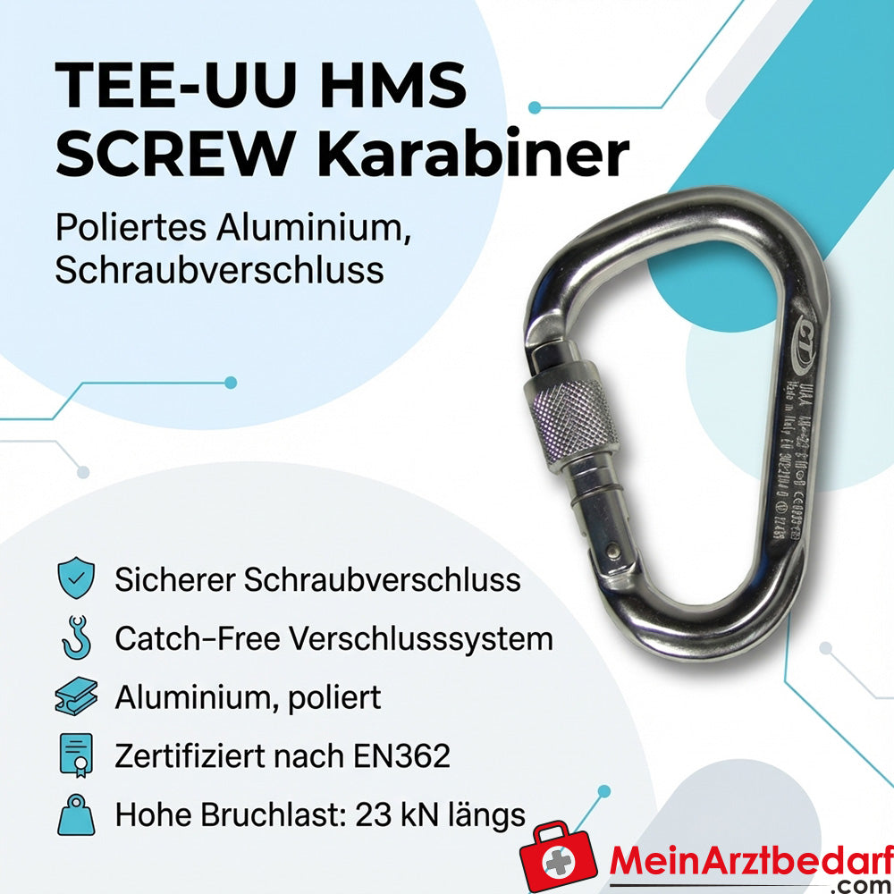 TEE-UU HMS Schraubkarabiner Aluminium Schraubverschluss EN362 23 kN 23 mm